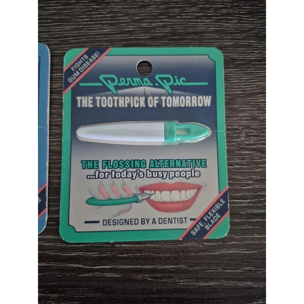 Vintage Perma Pic The Toothbrush Of Tomorrow Dental Toothpick Lot of 2